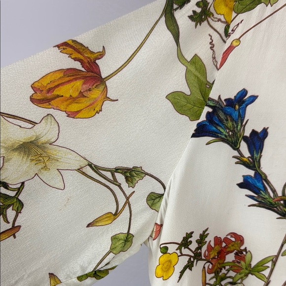 Zara Floral Cream and Yellow Relaxed Blouse Size Large - Picture 4 of 8